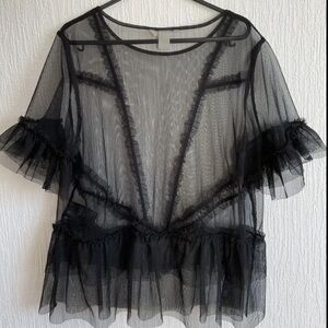 Sheer black ruffle top
